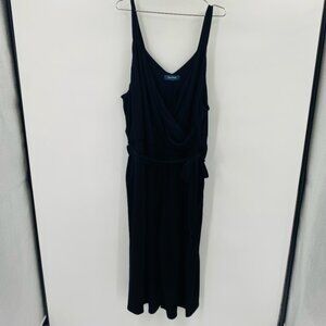Modcloth Faux Wrap Sleeveless Cropped Wide Leg Jumpsuit Black Size 4X
